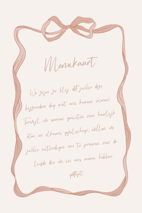Romantische menukaart met strik