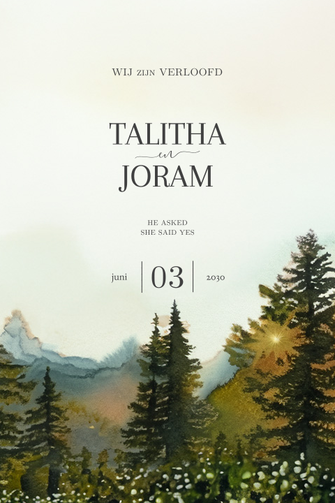 Trend verlovingskaart met schilderij