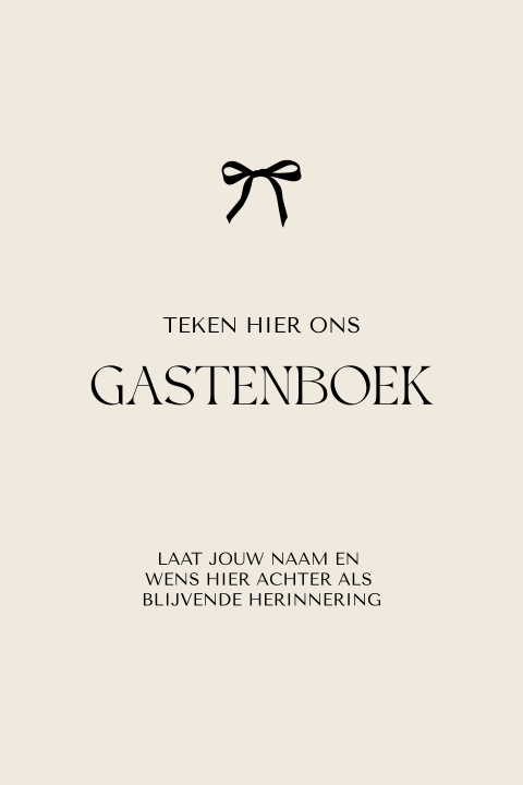 Handig beige bordje voor bij gastenboek