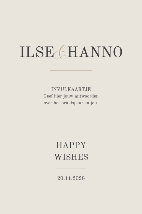 Klassieke happy wishes kaart in beige