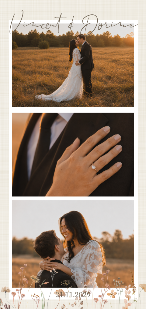 Bedankkaart met foto's en bloemen