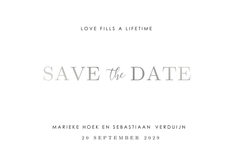 Klassieke Save the Date met zilverfolie
