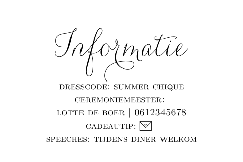 Chique informatiekaartje