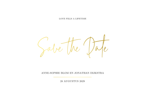 Klassieke Save the Date kaart met goudfolie