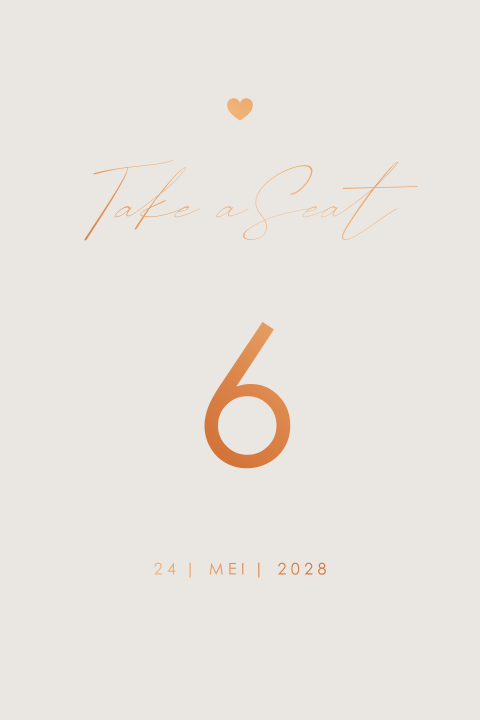 Tafelnummers met koperfolie