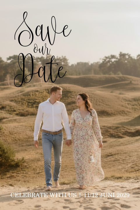 Save the Date met foto en trendy letters