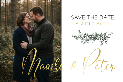 Save the Date kaart met foto en goudfolie