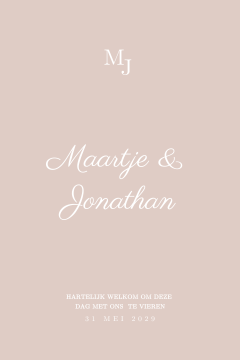 Romantische trouwkaart in roze met logo