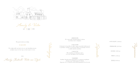 Klassieke trouwuitnodiging pocketfold liggend met trouwlocatie 