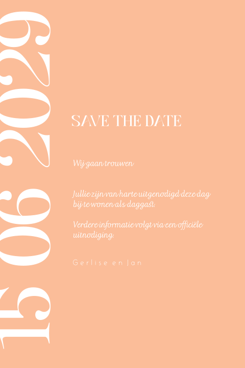 Moderne Save the Date in peach fuzz