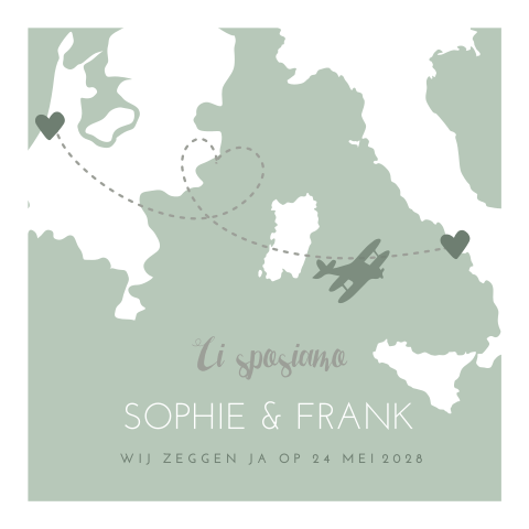 Trouwkaart voor een bruiloft in Italie