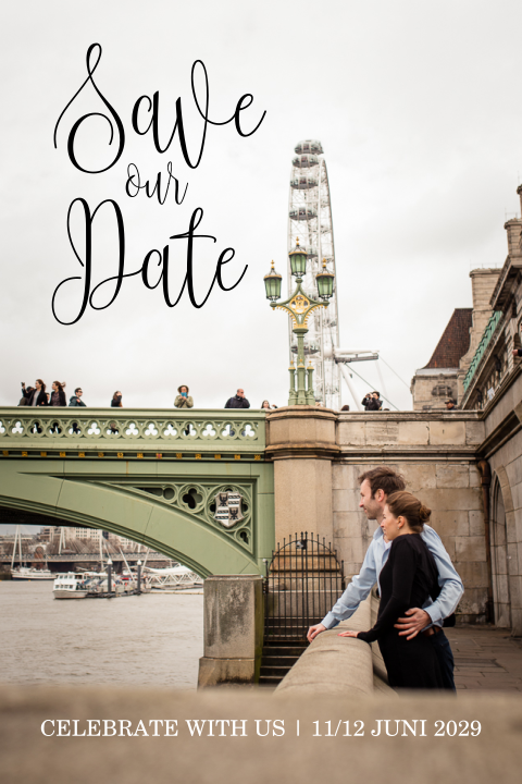 Save the Date met foto en trendy letters