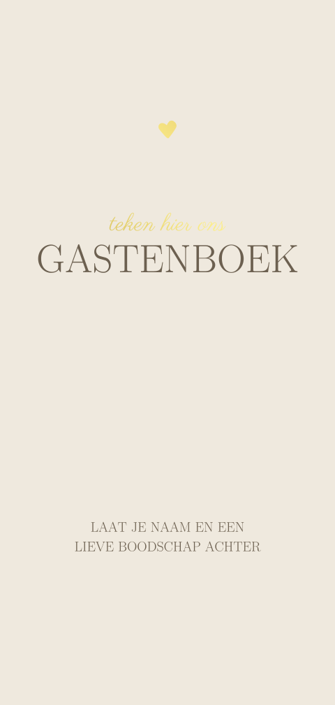 Beige bordje bij gastenboek bruiloft