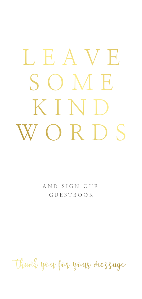 Klassiek bordje bij gastenboek met goudfolie