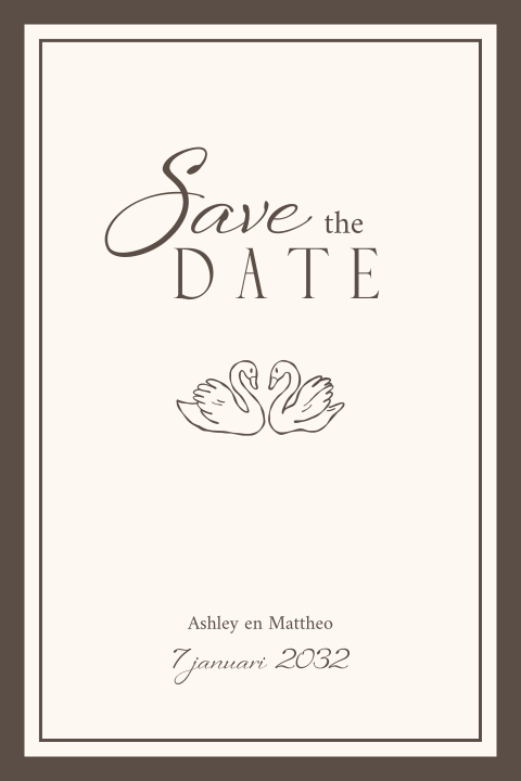 Vintage Save the Date met zwaantjes en kader