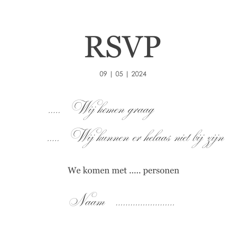 Klassieke RSVP met mooie sierlijke letters