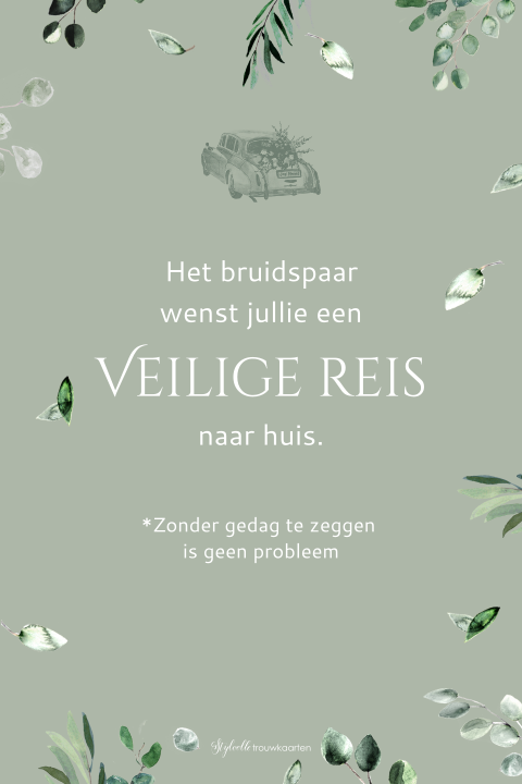 Bordje bij afscheid met blaadjes
