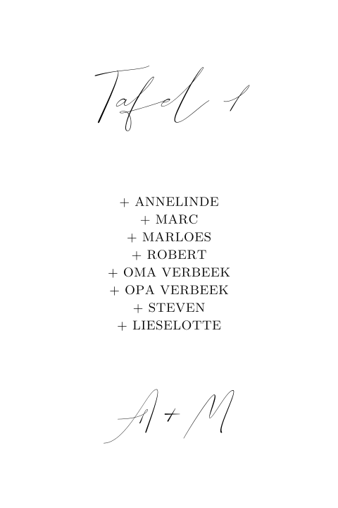 Klassiek tafelnummerbordje
