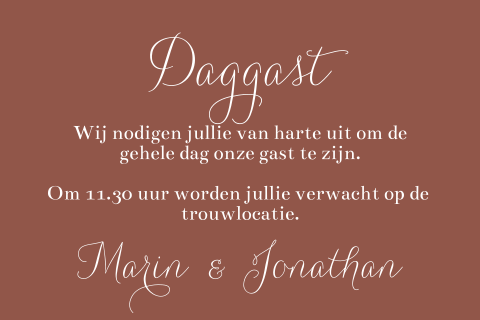 Klein kaartje voor daggasten in boho stijl