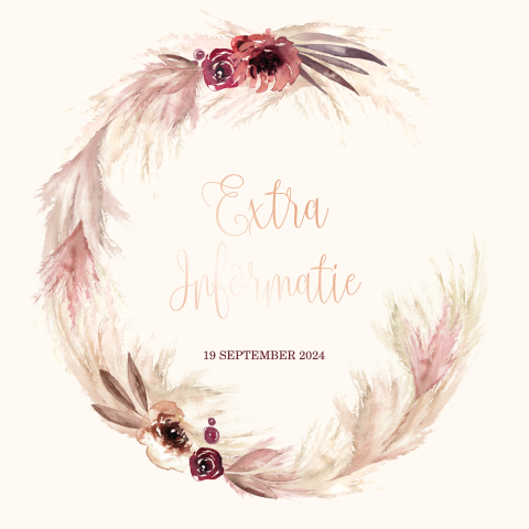 Extra-kaartje met droogbloemen en roséfolie