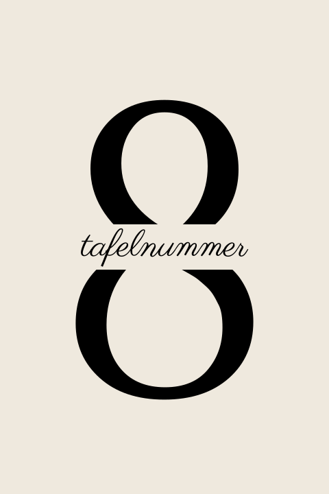 Beige tafelnummer bruiloft