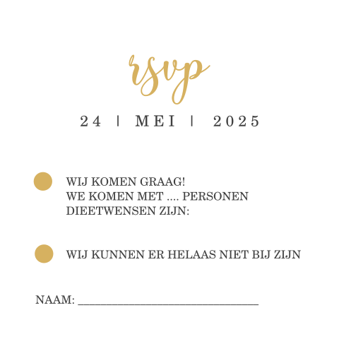 RSVP kaartje passend bij de trouwkaart