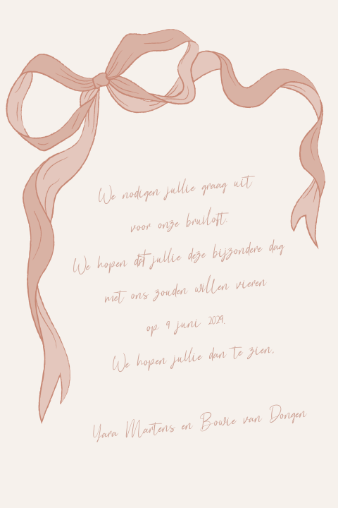 Romantische trouwkaart met strik