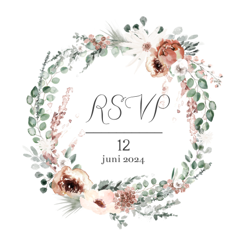 Romantische RSVP kaart met bloemenkrans