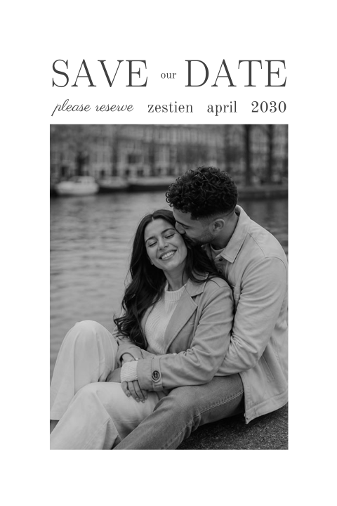Moderne Save the Date met foto - staand