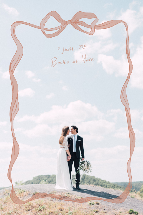 Romantische bedankkaart met strik