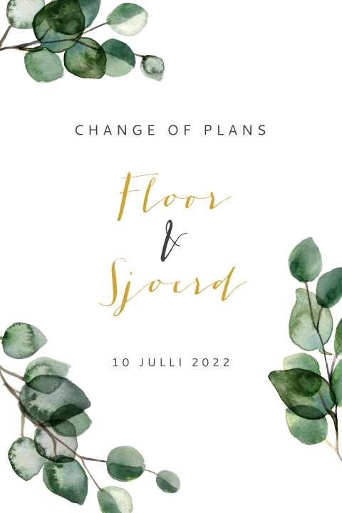Change the Date kaart met eucalyptus