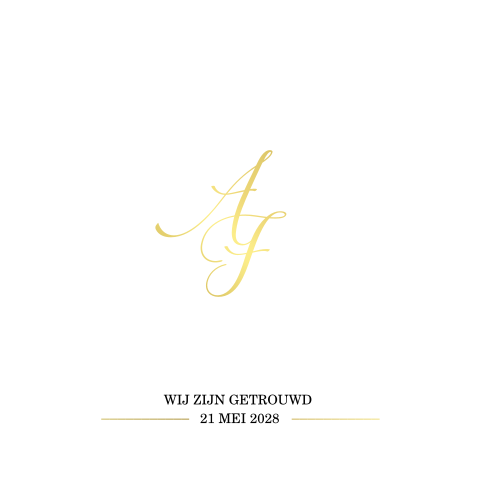 wij zijn getrouwd kaart met goufolie en initialen