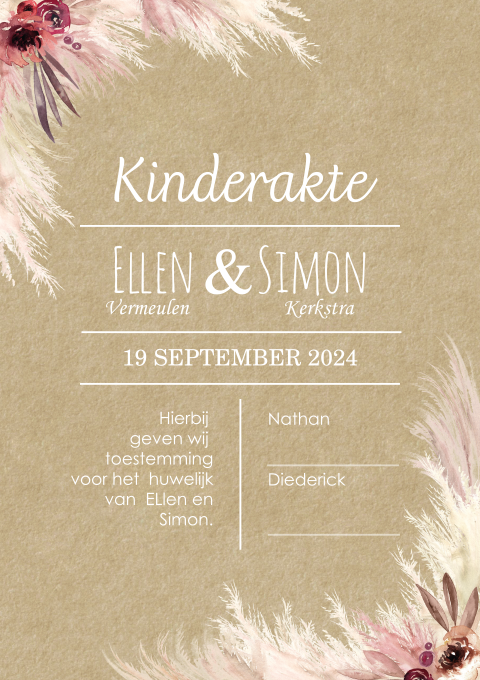 Kinderakte maken met droogbloemen en kraftlook