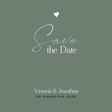 Groene Save the Date kaart met hartje