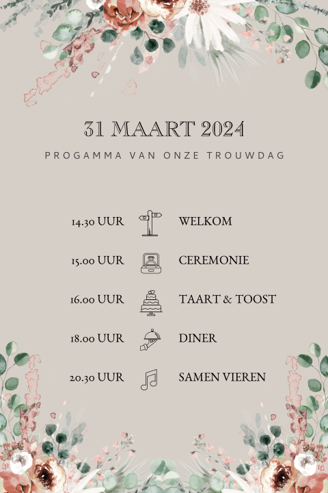 Bohemian extra informatiekaartje met programma