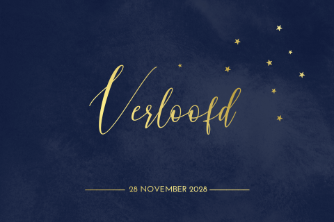 Verlovingskaartje kerst met folie en sterretjes