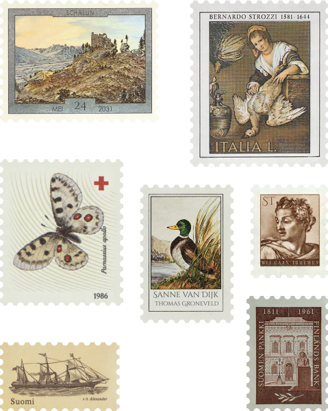 Decoratieve postzegels vintage