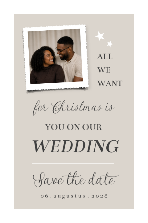 Save the Date kerstkaart met foto en leuke tekst