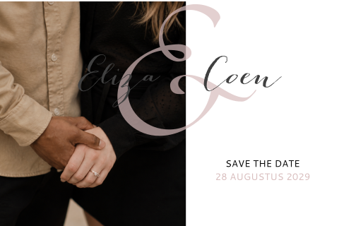 Save the Date kaart met en-teken en foto