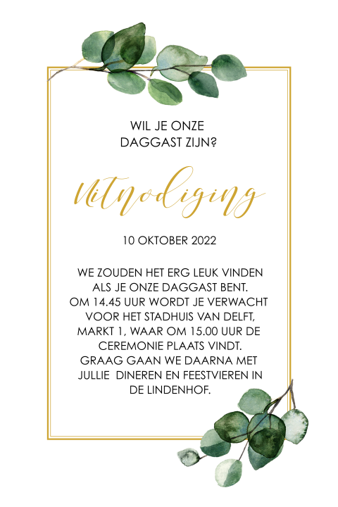 Extra kaartje voor daggasten met blaadjes