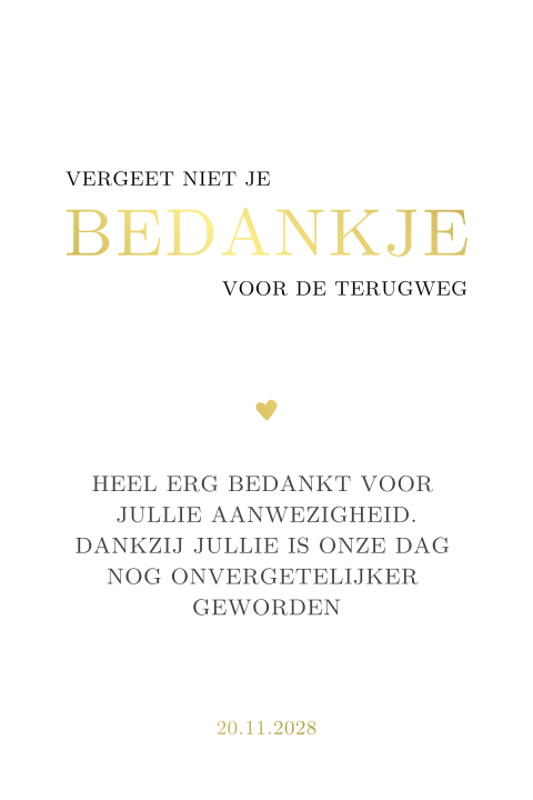 Bordje bruiloft bij bedankjes 