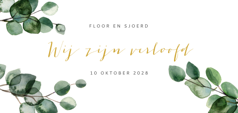 Verlovingskaart met eucalyptus blaadjes
