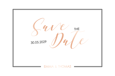 Hippe Save the Date met rosefolie