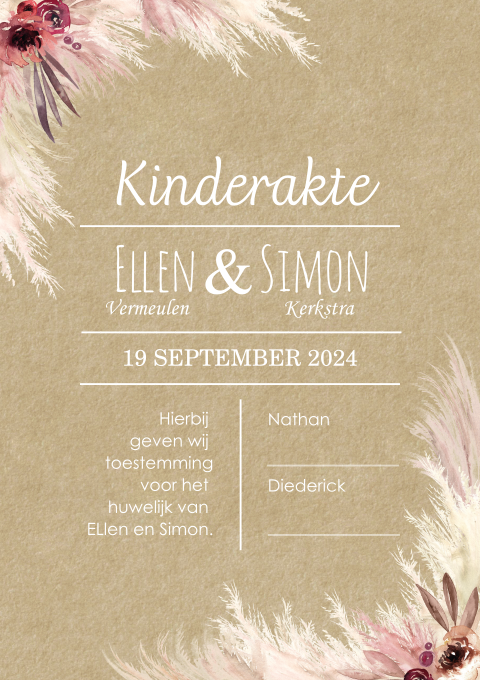 Kinderakte maken met droogbloemen en kraftlook