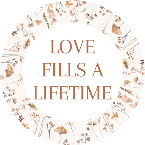 Sluitsticker met bloemen en quote