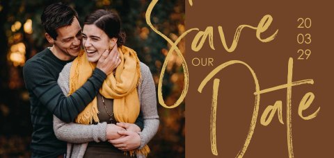 Save the Date met foto en grote letters