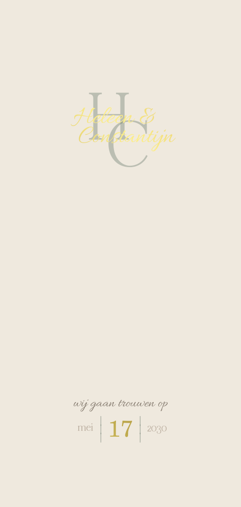 Klassieke trouwkaart met logo en lint