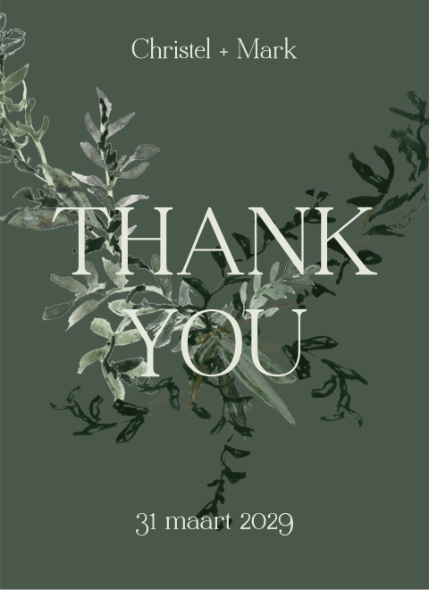 Bedankt sticker bruiloft met takjes