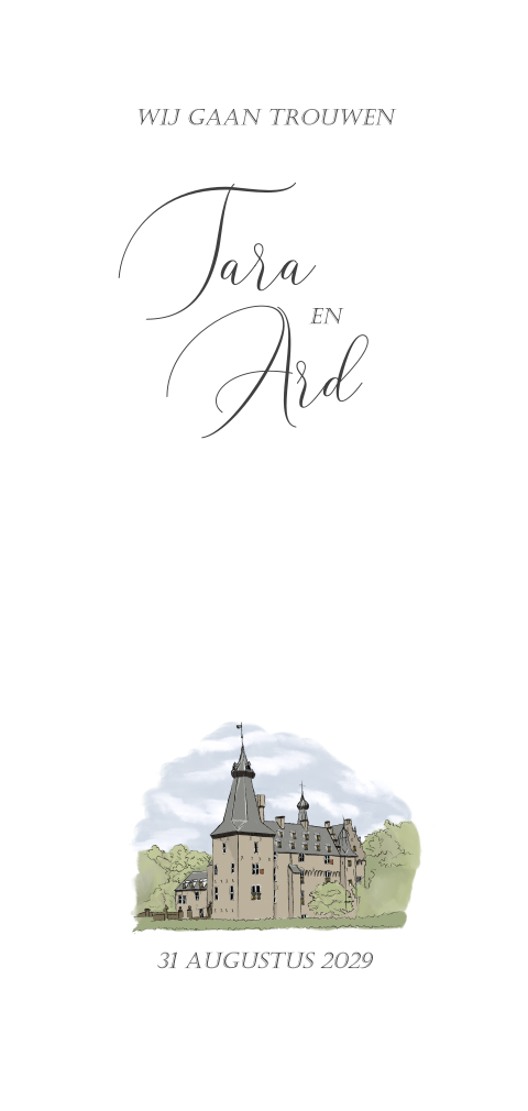 Klassieke trouwkaart met trouwlocatie