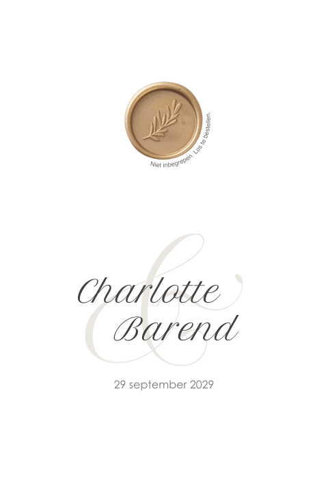 Klassieke trouwkaart met lakzegel (optie)